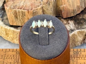 Vintage 10K Solid Yellow Gold Opal w/diamond accent Band Ring sz 8.5--KBB206.25 - Picture 1 of 7