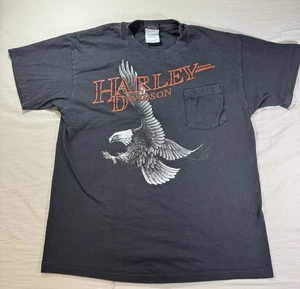 HARLEY DAVIDSON T-Shirt Herren L schwarz TEXASEagle USA Tasche Vintage 1985 passt wie M - Bild 1 von 7