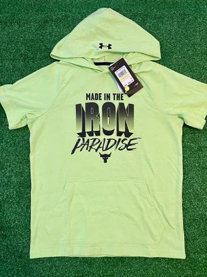 NWT Under Armour Youth Project Rock Iron Short Sleeve Hoodie Shirt 1370241 YM - Image 1 of 4