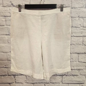 J Jill NWT Women's White 100% Linen Shorts Size M Coastal Quiet Luxury - Picture 1 of 13