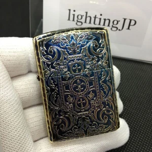 Zippo Armor Case Arabesque 5 Sided Etching Cross Gold Brass Oil Lighter Japan - Bild 1 von 8