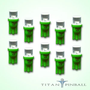 (Paquete de 10) - Pinball Bombilla LED de 6,3 voltios Parte Plana 555 Base (T10) - VERDE - Imagen 1 de 11