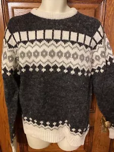 Vintage 1980s BRIAN MACNEIL MacNeil Mens Charcoal Gray Fair Isle SWEATER, Sz XL - Picture 1 of 7