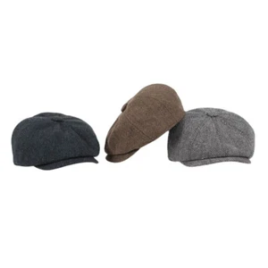 Kinder Retro Fischgrätenmuster Zeitungsjunge Kappe Tweed Flach Hut Barett Jungen - Picture 1 of 16