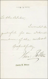 THEODORE TILTON - AUTOGRAPH LETTER SIGNED - Picture 1 of 1