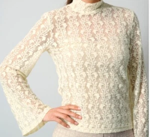 Alba Moda maglia pizzo manica lunga collo alto crema taglia 46 - Foto 1 di 4