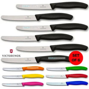 New 6 X Victorinox Steak and Tomato Knife Knives 11cm Wavy Edge - Assorted Colou - Picture 1 of 72