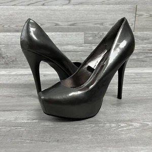 STEVE MADDEN P-Roza Metallic Gray Platform Pump Heels Size 8 Cocktail Party - Picture 1 of 11