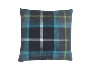 Balmoral Black Azure blue Tartan Check tweed Decorative Scatter cushion cover - Picture 1 of 3