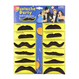 Fake Moustache Set x12 NEW Fancy Dress Self Adhesive Assorted Moustaches - Picture 1 of 11
