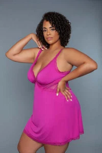 BeWicked Plus Queen Alexi Slip Nightie Nightgown Pink - Picture 1 of 4