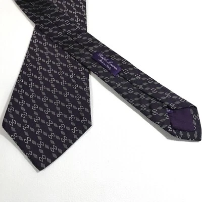 RALPH LAUREN PURPLE LABEL Silk Necktie Ties Men’s Geometric Purple ITALY EUC - Image 1 of 4