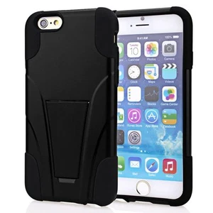 New VAKOO [Kickstand Series] iPhone 6 Plus Dual Defender Protection Case Black - Picture 1 of 2