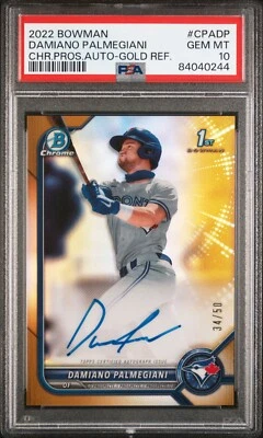 Damiano Palmegiani 2022 Bowman Chrome #CPA-DP 1st Gold Refractor Auto /50 PSA 10 - Image 1 of 2