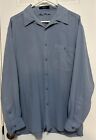 Alan Flusser Long Sleeve Button Front 100% Silk Casual Shirt Rich Blue Sz L Soft