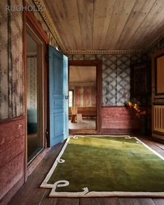 Neu Handgetufteter NK LOOPS GRÜN Teppich Luxuriös Wollteppich für Wohnzimmer - Bild 1 von 6