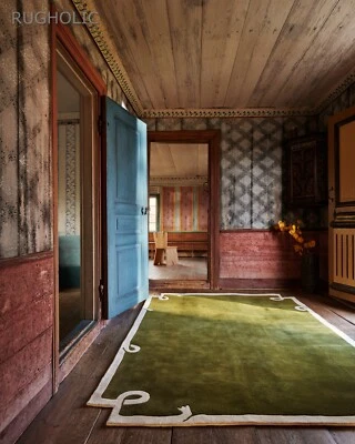 New Hand Tufted NK LOOPS GREEN Carpet Luxurious Woolen Area Rug For Livingroom - Image 1 of 4