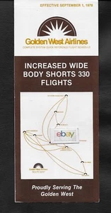 GOLDEN WEST AIRLINES SYSTEM FLUGPLAN 9-1-1978 SHORTS 330 WIDE BODY FLIGHTS - Bild 1 von 1