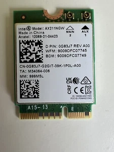 Intel AX211NGW DELL G83J7 WLAN Karte Wi-Fi 6 6E Bluetooth 5.2 802.11AX LESEN - Bild 1 von 2