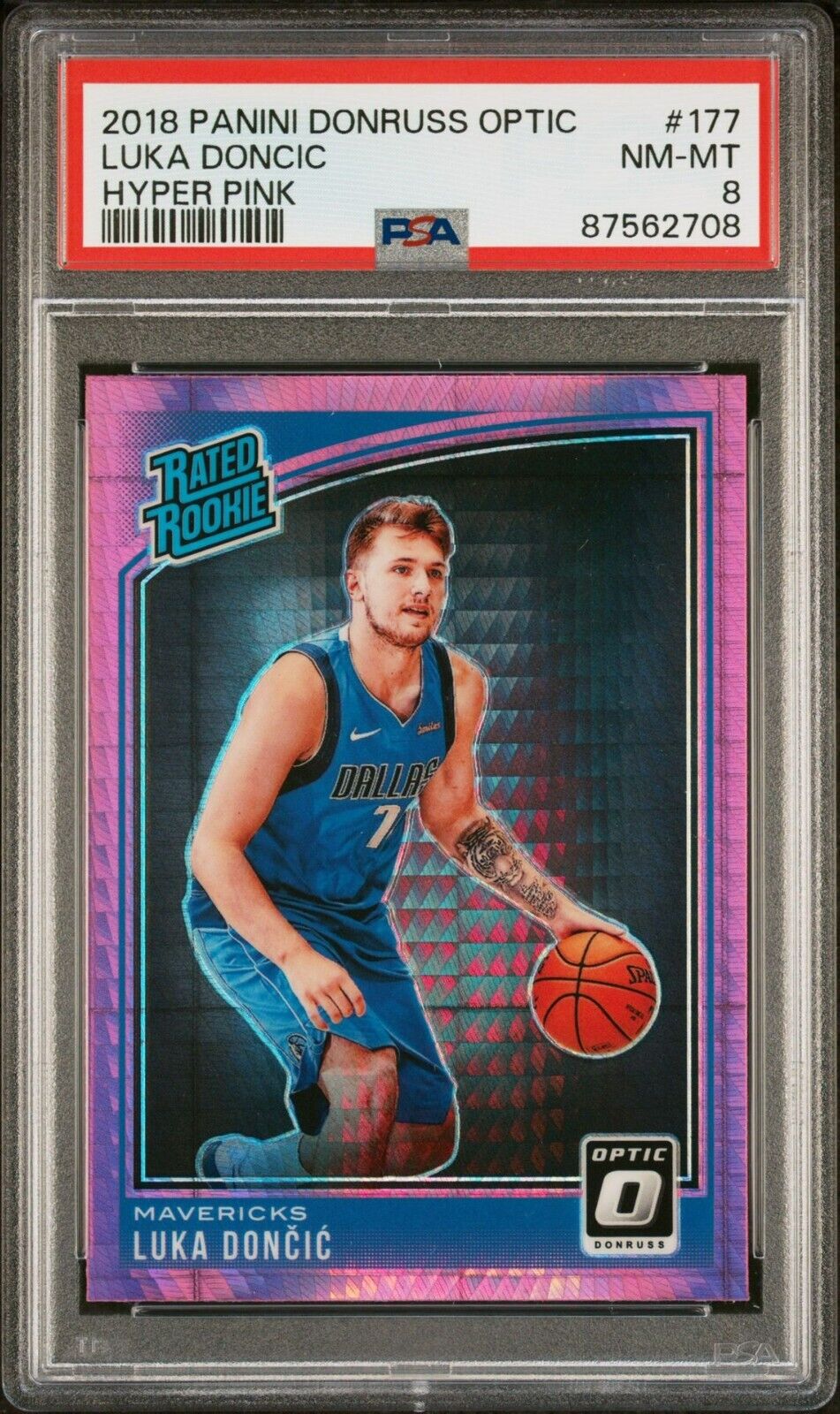 2018 Panini Donruss Optic PINK 177 Luka Doncic Hyper Rookie RC PSA 8 Nr MINT !