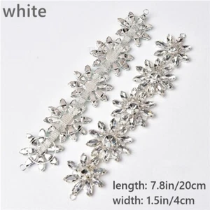 1X Flower Diamante Rhinestone Crystal Trimming Chain Patch Sewing DIY Decor - Picture 1 of 16