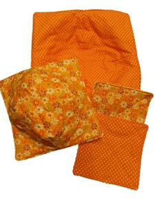 Orange Blumen Tupfen Mikrowelle Schüssel Gemütlich Topflappen Set & 2 Glas Greifer - Bild 1 von 6