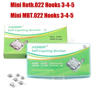 Dental Kieferorthopädische Selbstligierende Brackets Mini MBT Roth 0,022 Haken 345/3 AZDENT - Bild 1 von 12