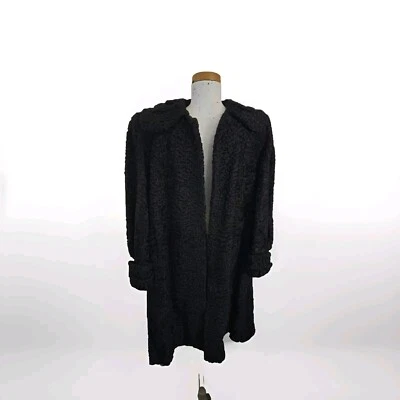 Abrigo de piel de cordero persa negro rizado Astracán genuino vintage de los años 50 Foto 1 de 4