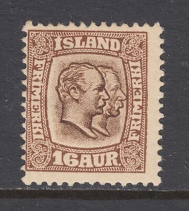 Iceland Sc 78 MNH. 1907 16a brown Two Kings, fresh, bright, usual centering - Picture 1 of 2