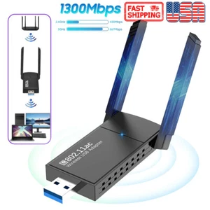 USB 3.0 Wireless WIFI Adapter 1300Mbps Long Range Dongle Dual Band Network 5Ghz - Picture 1 of 7