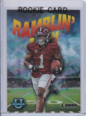 JAHMYR GIBBS ROOKIE CARD Bowman Chrome RAMBLIN' RUN Football DETROIT LIONS RC! - Image 1 of 2