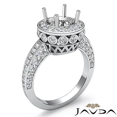 Round Filigree Semi Mount Halo Pave Diamond Engagement Ring 14k White Gold 0.7Ct - Image 1 of 4