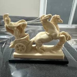 Vintage Sculpture Of Gladiator On Chariot With Horses. Sculpted by A. Santini - Picture 1 of 9