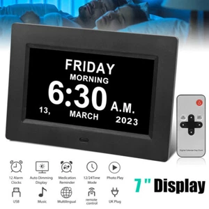 Digital Alarm Clock LCD Calendar Day Date Memory Loss Dementia Elderly reminder - Picture 1 of 16