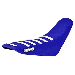 2013 - 2018 HONDA CRF 110 gripper seat cover all BLUE with WHITE ribs #72 - Foto 1 di 5