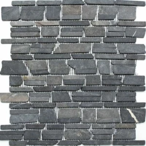 Mosaico Mattone marmo pietra naturale grigio antracite - nero  40-0210 |1 foglio - Foto 1 di 3