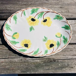 Blue Ridge Southern Potteries Colonial Yellow Floral 10”x 13 1/4” Platter GC - Picture 1 of 10