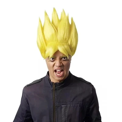 Peluca de disfraz amarilla de guerrero de anime para adulto Foto 1 de 4