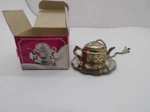 VINTAGE STAINLESS STEEL TEAPOT TEA INFUSER WITH TRAY Miniature - Picture 1 of 2