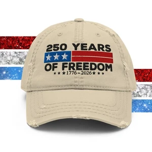 Distressed Dad Hat 250 Years of Freedom 1776-2026 American Flag Patriotic USA - Picture 1 of 37