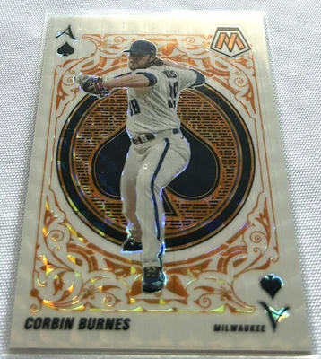 2022 Mosaic Baseball Corbin Burnes Milwaukee Brewers Aces Orange Prizm #d 43/99 - Image 1 of 4