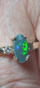 Stunning Yellow Gold Ring 18ct With 1ct BLACK OPAL and Diamonds - Picture 1 of 1