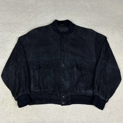 Chaqueta Bally De Colección Para Hombres XL Negra Gamuza Cuero Bombardero Cremallera Completa Hecha en Italia Foto 1 de 4