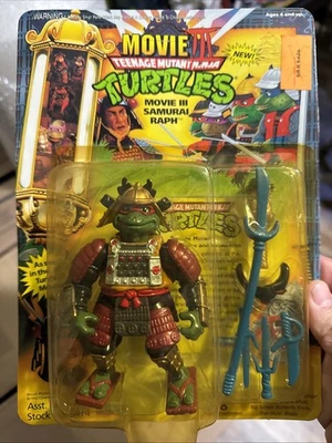 1992 TMNT Movie 3 Samurai Raph MOSC Except For Yellowing Of Plastic Unpunched - Image 1 of 4
