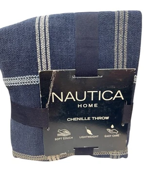 Nautica, 60"x70" Chenille Knit Plaid Lightweight Throw Blanket (Choose Color) - Image 1 of 4