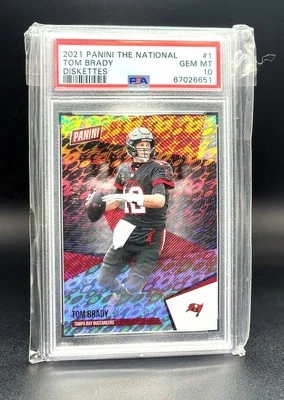 2021 Panini National Football Tom Brady Diskettes Prizm /25 POP 5 PSA 10 Gem Mnt - Image 1 of 2
