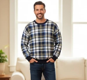 Nautica Sweater Vintage Blue Yellow Plaid Pullover Cotton Mens Size XL - Picture 1 of 5