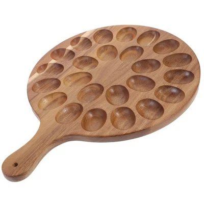 Rustikaler Holzzeihalter teuflischer Eierplatten Eggablett mit Griff - Bild 1 von 4