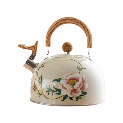 Whistling Stovetop Kettles 3L Floral Tea Kettle Stainless Steel Tea Pots 2.7 Qt - Image 1 of 4