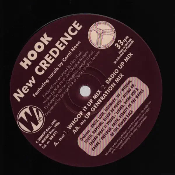 Hook Featuring Carol Neen New Credence Vinyl Single 12inch Whoop! Records - Bild 1 von 1